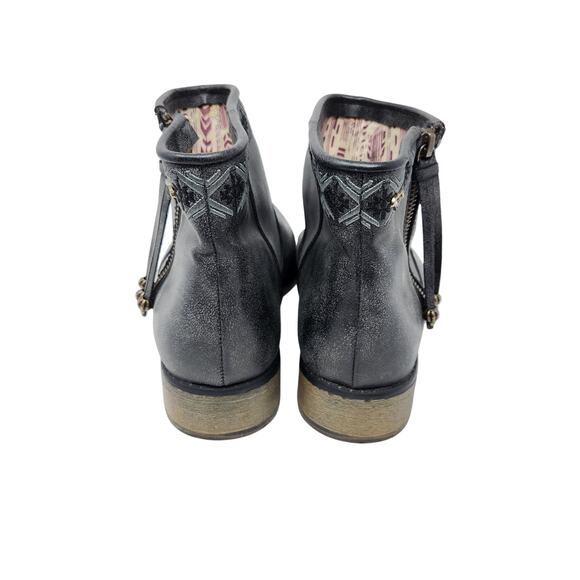 Roxy Faux Leather Embroidered Zipper Tassel Ankle Booties Charcoal Gray Size 10 - Picture 5 of 9
